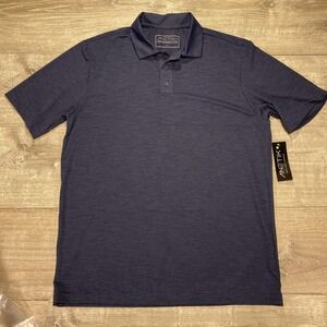Anetik Polo Shirt Mens Large Navy Heather Performance UPF 30 VINT Cooling